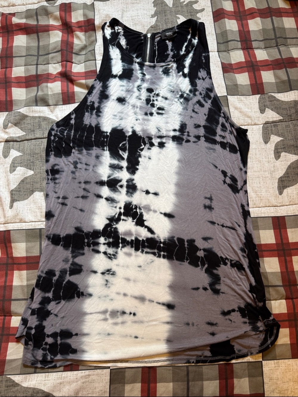 Tie-Dye Black & White Sleeveless Tank Top
